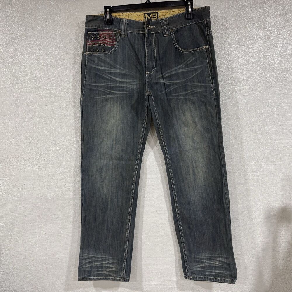 Marc Buchanan Mens Jeans Distressed And Embroidered Size 40x34 Barn Wash America
